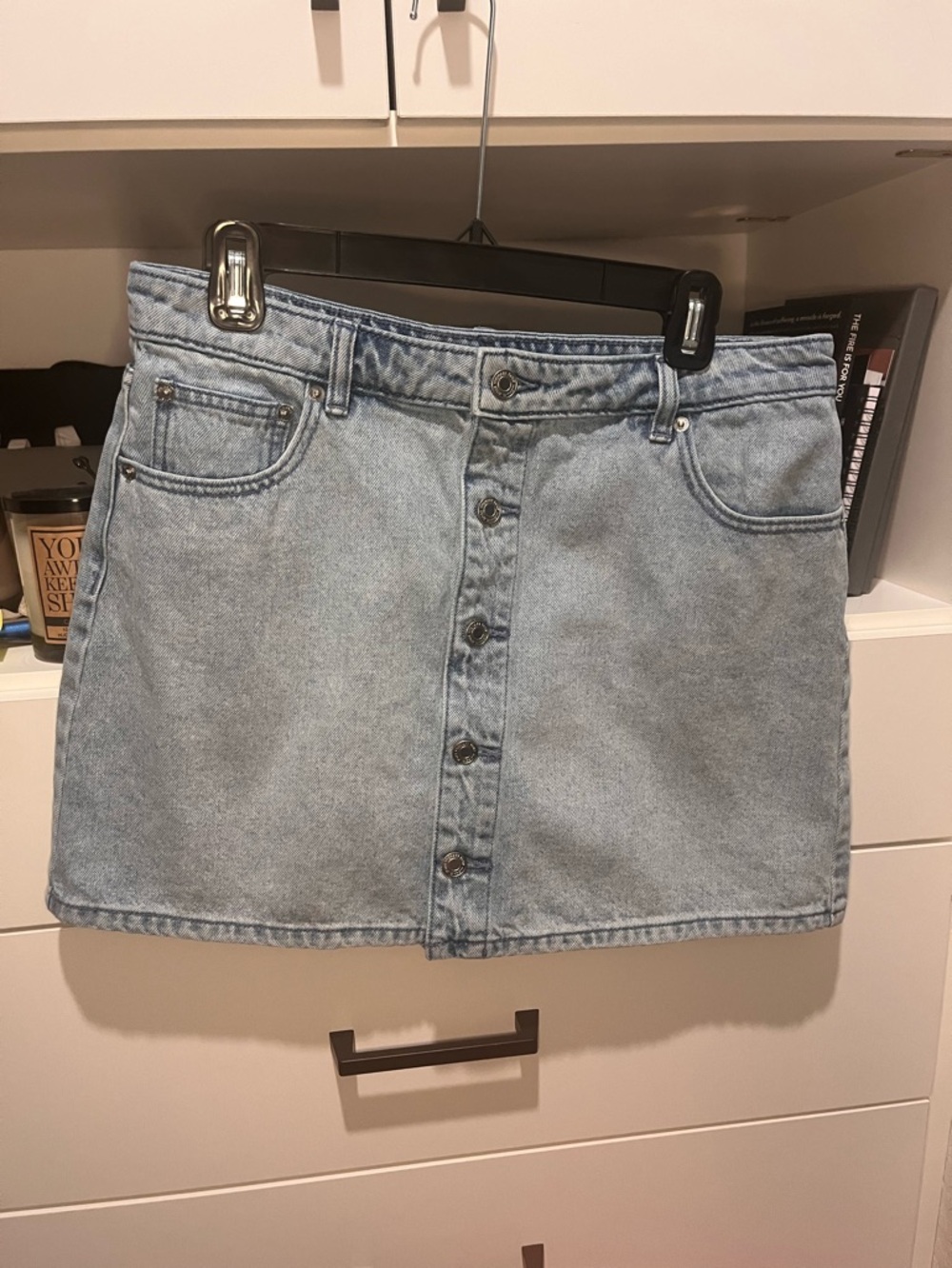 Michael Kors Light Blue Denim Button-Front Skirt